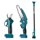 Set foarfeca de grădina si mini drujba, 2 acumulatori 48V, brat telescopic 2m