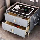 Noptiera Inteligentă Multifunctionala, iluminare LED tactil, incarcare wireless si USB, boxa Bluetooth, 2 sertare