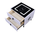 Noptiera Inteligentă Multifunctionala, iluminare LED tactil, incarcare wireless si USB, boxa Bluetooth, 2 sertare