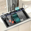 Chiuveta Bucatarie Premium Multifunctinala, Inteligenta, Display Digital, Cascada, Tocator, Spalator Pahare, Dozator Detergent, Alimentare hidroelectrica