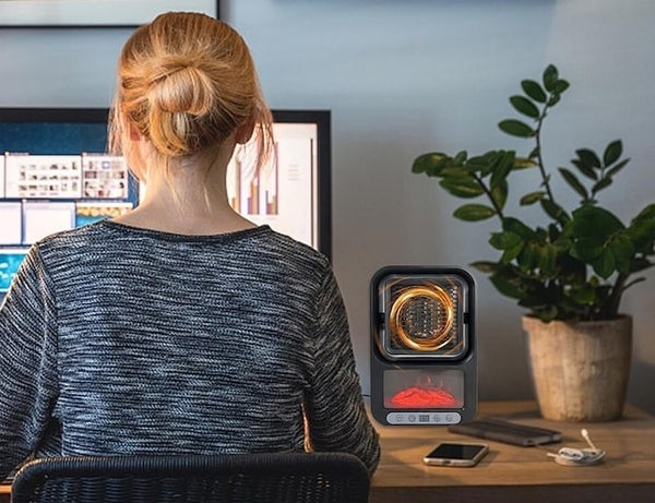 Aeroterma electrica, design tip semineu, timer, afisaj LCD, 360 de grade